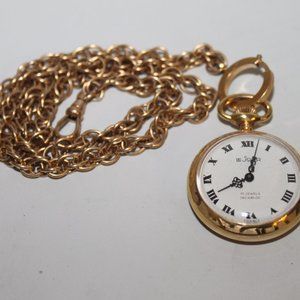Le Jour 17 Jewel Incabloc Swiss Pocket Watch w Hadley 20's Solid Gold Chain